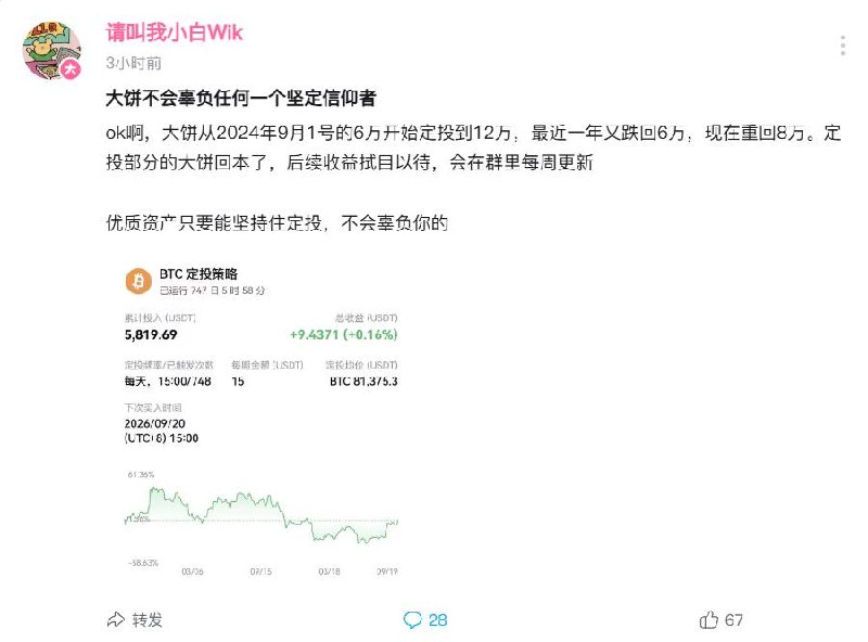 UP 主晒的现货定投记录与策略面板